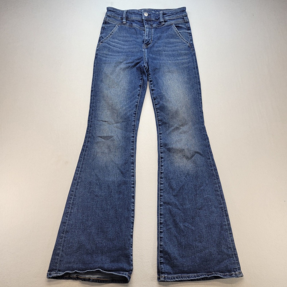 American Eagle Jeans Women 4 Blue Super High Rise Flare Next Level Stretch